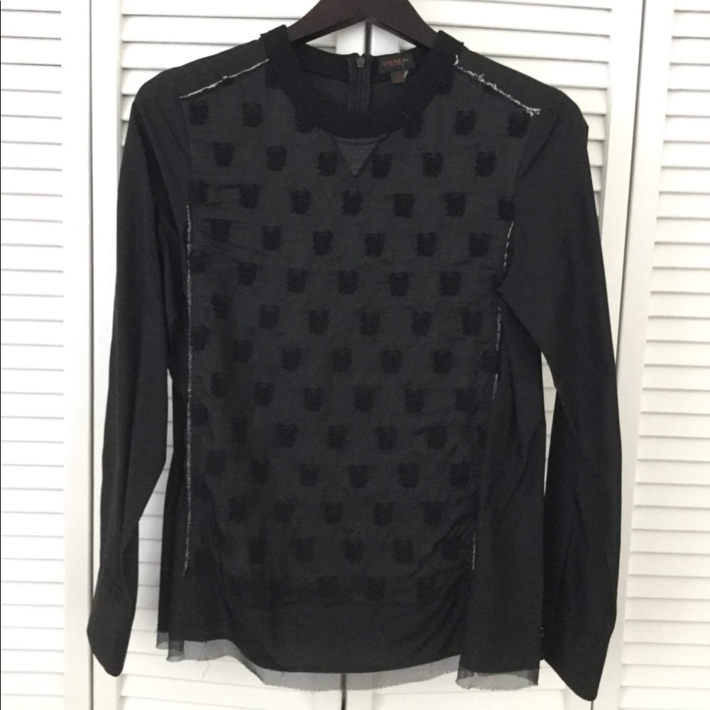 Coach black silk blend blouse sz 0